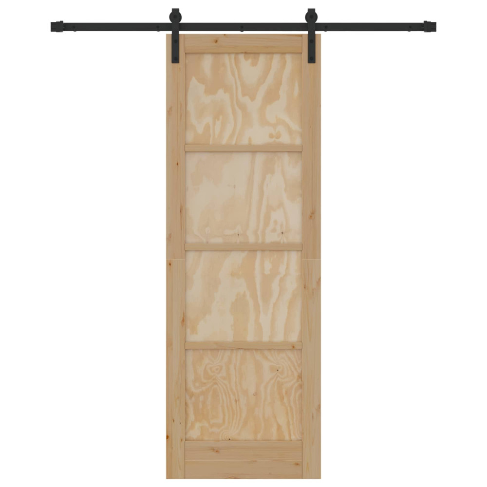 Produktbild för Skjutdörr Naturlig och svart 73,5 x 211 cm Massiv furu