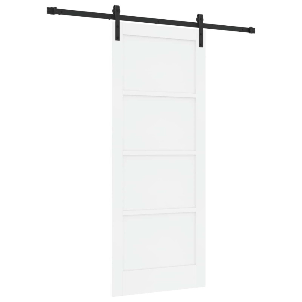 Produktbild för Skjutdörr Vit och svart 83 x 202 cm Massiv furu