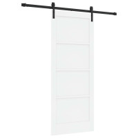 Produktbild för Skjutdörr Vit och svart 83 x 202 cm Massiv furu