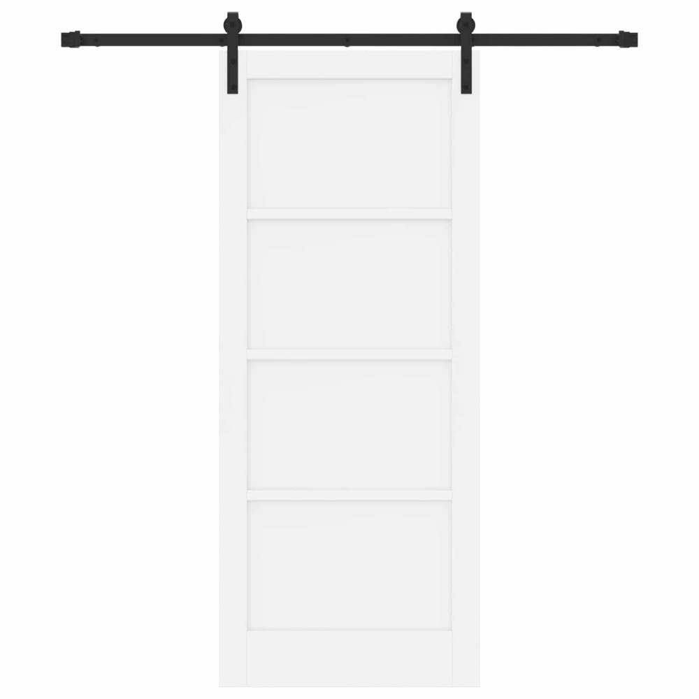 Produktbild för Skjutdörr Vit och svart 83 x 202 cm Massiv furu