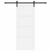 Produktbild för Skjutdörr Vit och svart 83 x 202 cm Massiv furu