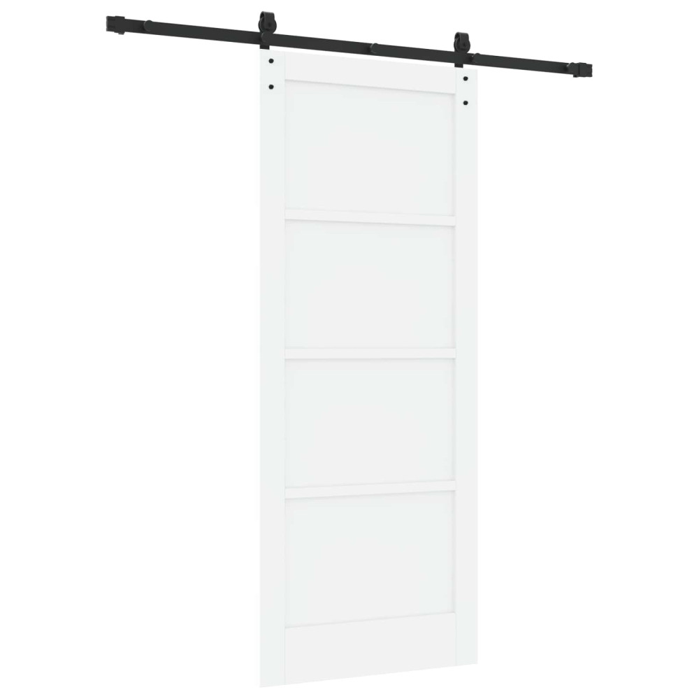 Produktbild för Skjutdörr Vit och svart 83 x 202 cm Massiv furu