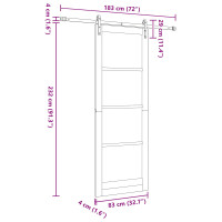 Produktbild för Skjutdörr Naturlig och svart 83 x 232 cm Massiv furu