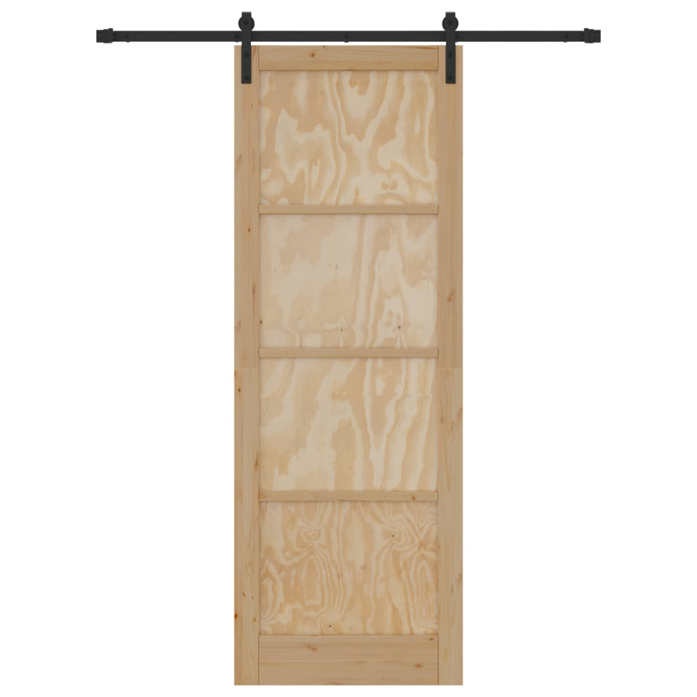 Produktbild för Skjutdörr Naturlig och svart 83 x 232 cm Massiv furu