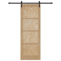 Produktbild för Skjutdörr Naturlig och svart 83 x 232 cm Massiv furu