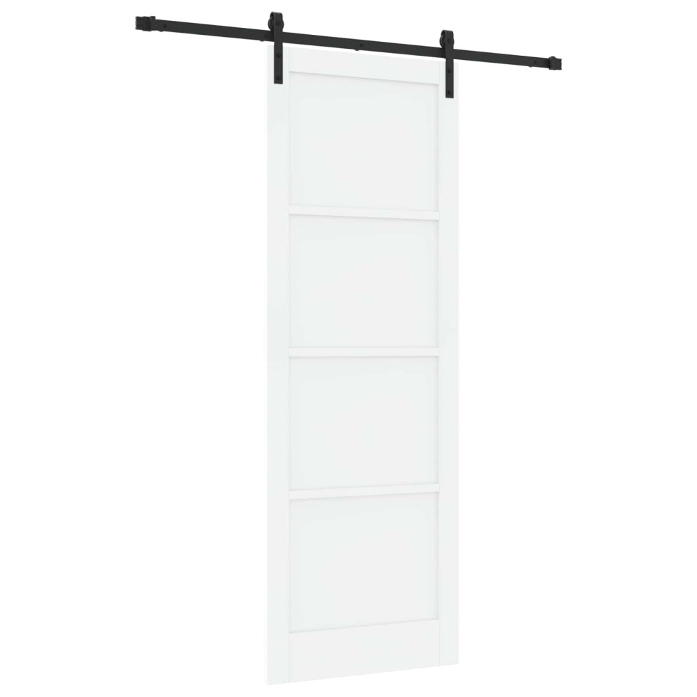 Produktbild för Skjutdörr Vit och svart 83 x 232 cm Massiv furu
