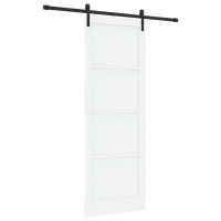 Produktbild för Skjutdörr Vit och svart 83 x 232 cm Massiv furu