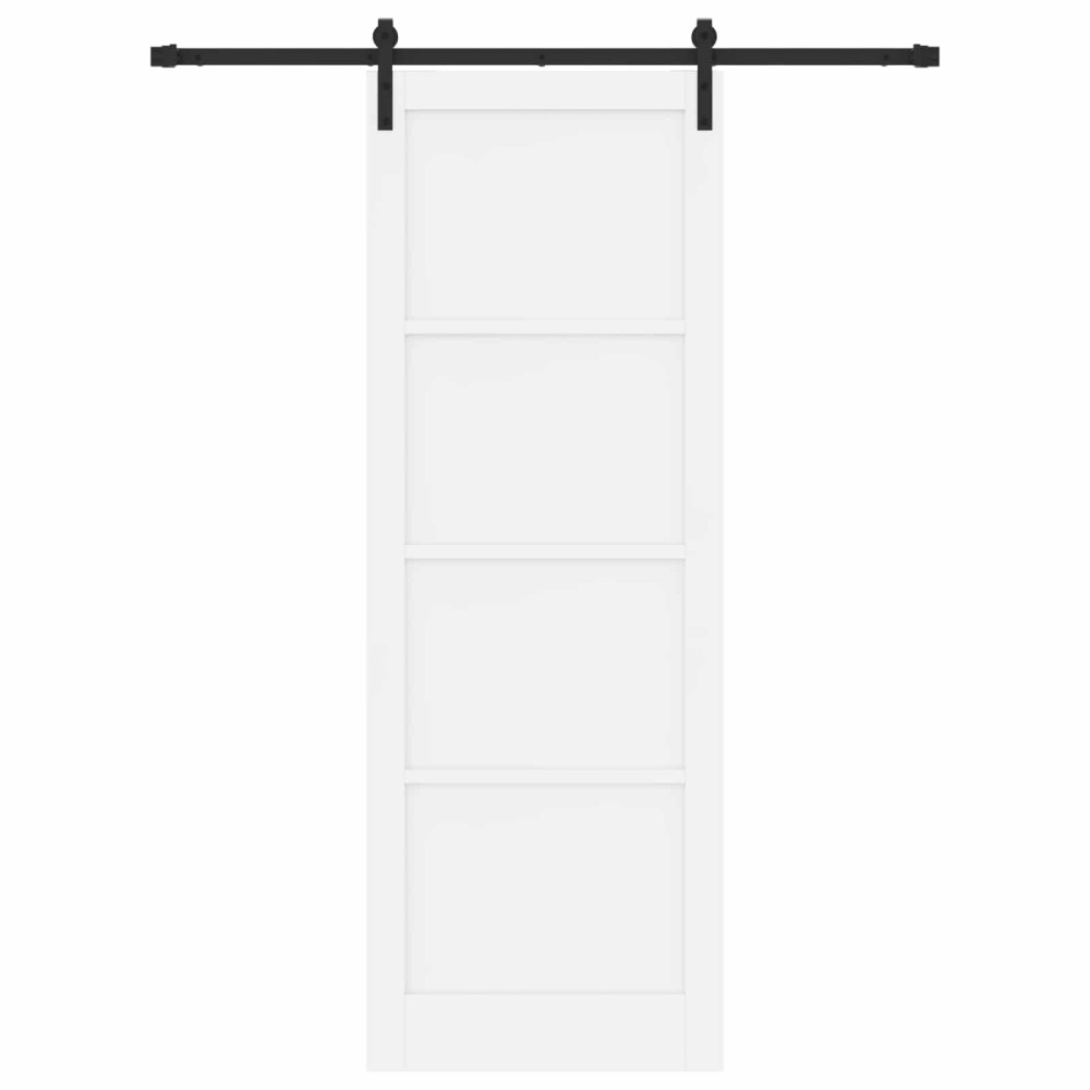 Produktbild för Skjutdörr Vit och svart 83 x 232 cm Massiv furu