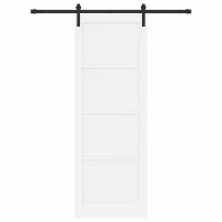 Produktbild för Skjutdörr Vit och svart 83 x 232 cm Massiv furu
