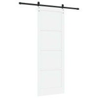 Produktbild för Skjutdörr Vit och svart 83 x 232 cm Massiv furu