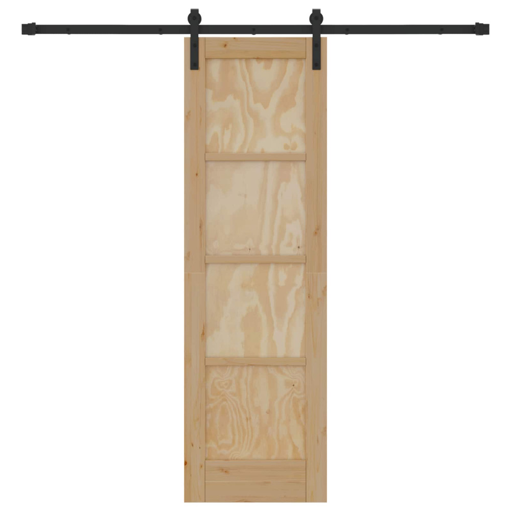 Produktbild för Skjutdörr Naturlig och svart 61 x 198,5 cm Massiv furu