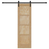 Produktbild för Skjutdörr Naturlig och svart 61 x 198,5 cm Massiv furu