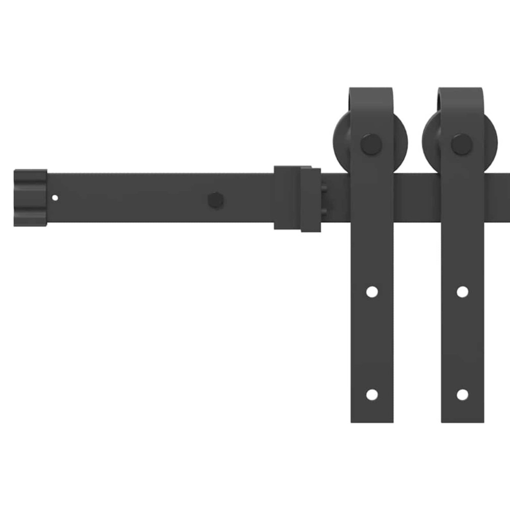 Produktbild för Skjutdörr Naturlig och svart 61 x 198,5 cm Massiv furu