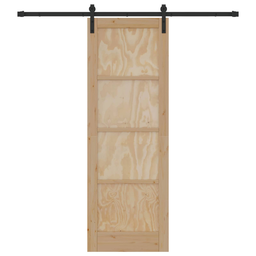 Produktbild för Skjutdörr Naturlig och svart 73,5 x 211 cm Massiv furu