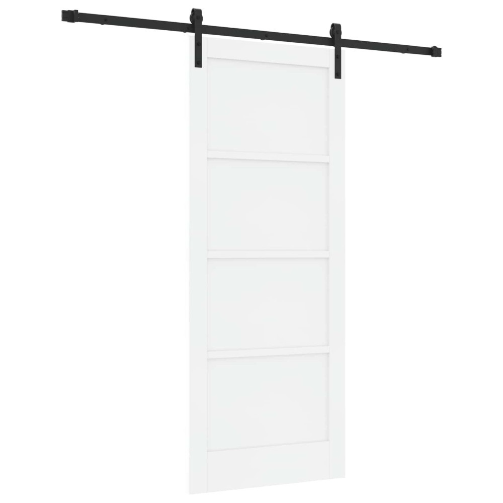 Produktbild för Skjutdörr Vit och svart 83 x 202 cm Massiv furu