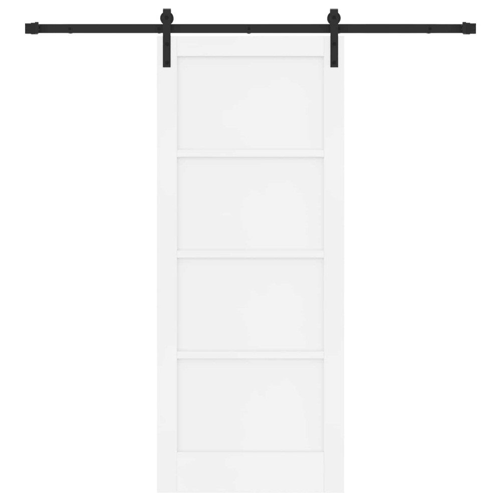 Produktbild för Skjutdörr Vit och svart 83 x 202 cm Massiv furu