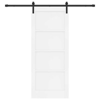 Produktbild för Skjutdörr Vit och svart 83 x 202 cm Massiv furu