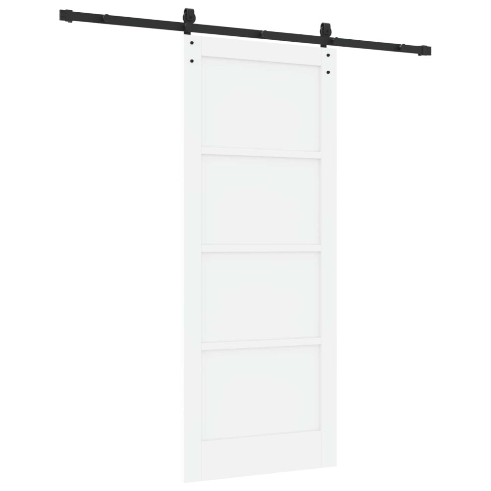 Produktbild för Skjutdörr Vit och svart 83 x 202 cm Massiv furu
