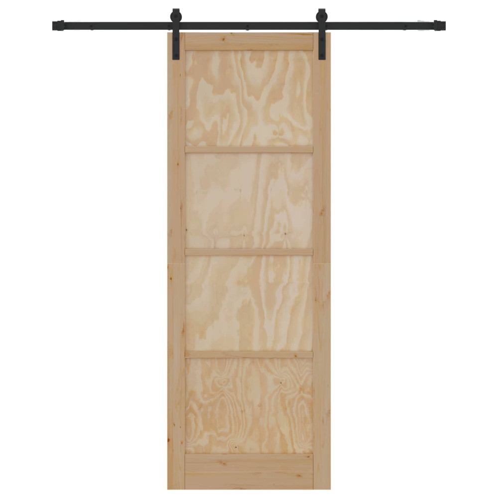 Produktbild för Skjutdörr Naturlig och svart 83 x 232 cm Massiv furu