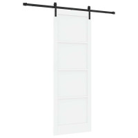 Produktbild för Skjutdörr Vit och svart 83 x 232 cm Massiv furu