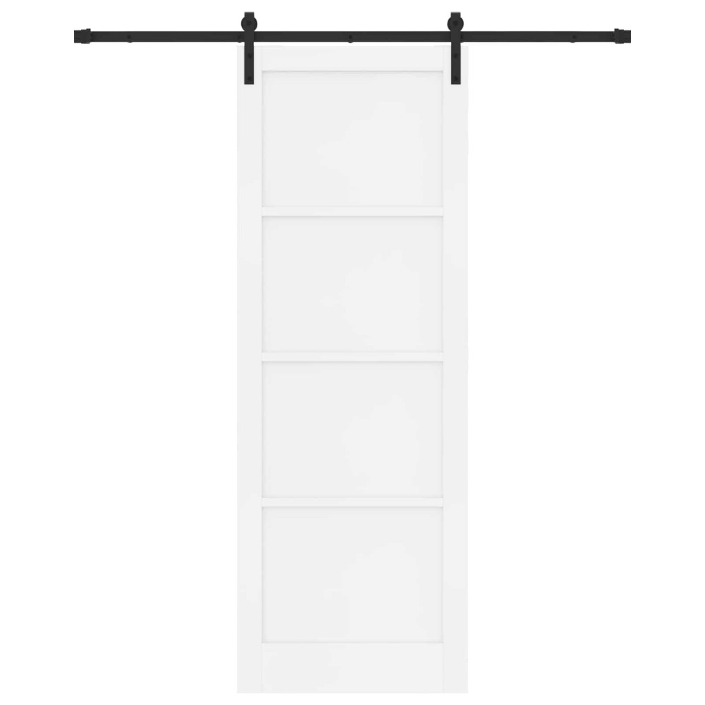 Produktbild för Skjutdörr Vit och svart 83 x 232 cm Massiv furu