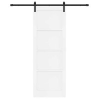Produktbild för Skjutdörr Vit och svart 83 x 232 cm Massiv furu