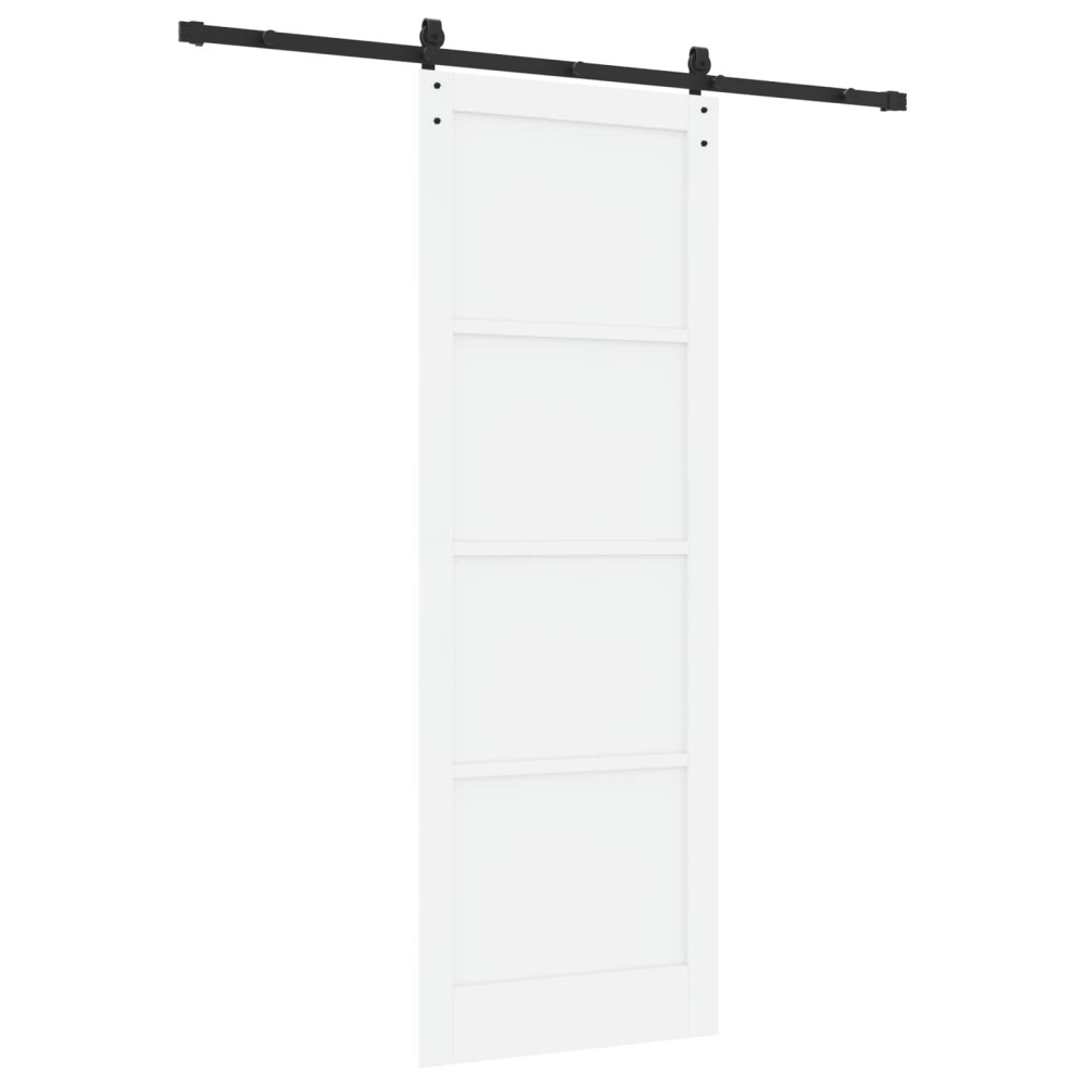 Produktbild för Skjutdörr Vit och svart 83 x 232 cm Massiv furu