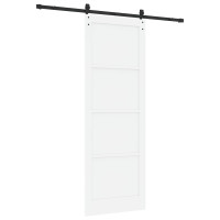 Produktbild för Skjutdörr Vit och svart 83 x 232 cm Massiv furu