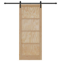 Produktbild för Skjutdörr Naturlig och svart 86 x 211 cm Massiv furu