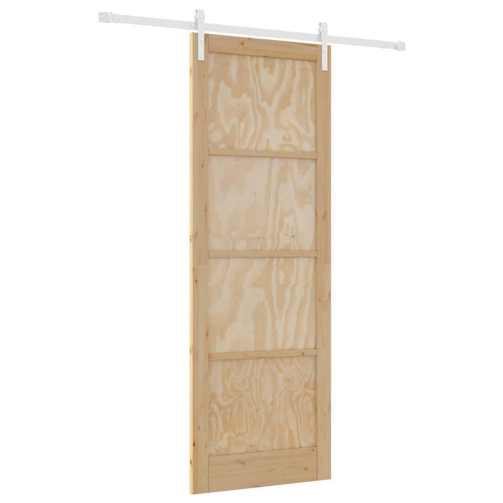 Produktbild för Skjutdörr Naturlig och vit 83 x 232 cm Massiv furu