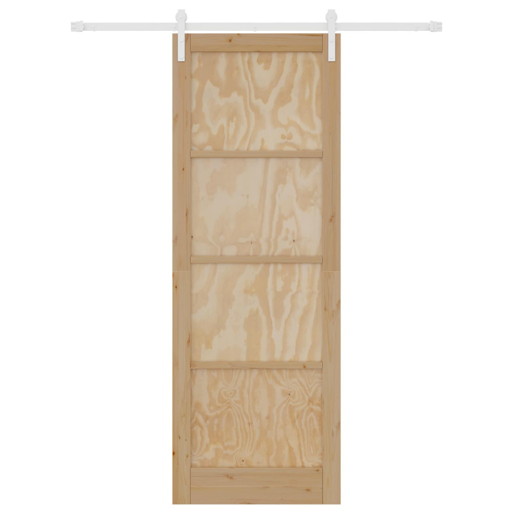 Produktbild för Skjutdörr Naturlig och vit 83 x 232 cm Massiv furu