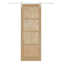 Produktbild för Skjutdörr Naturlig och vit 83 x 232 cm Massiv furu