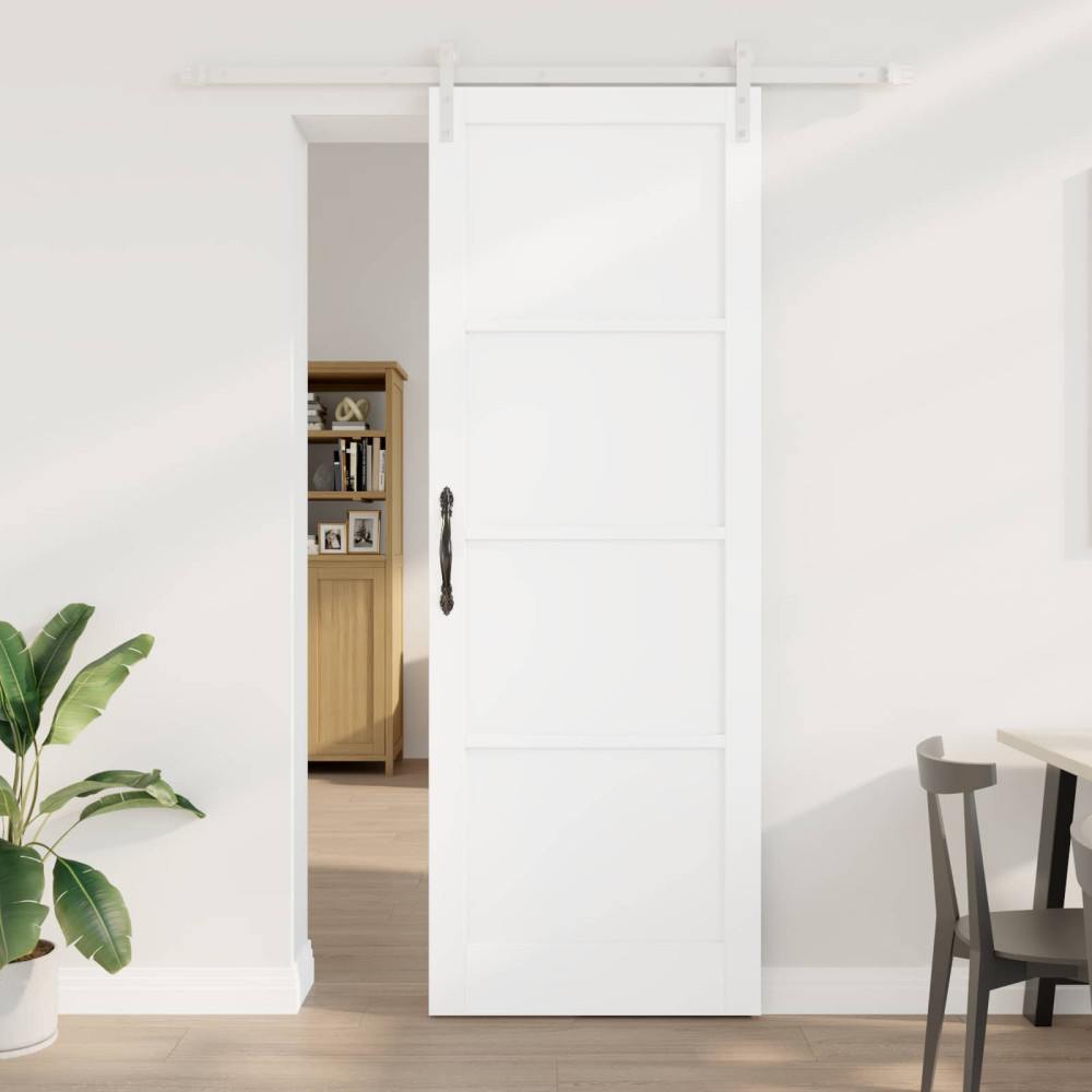 Produktbild för Skjutdörr Vit 83 x 232 cm Massiv furu