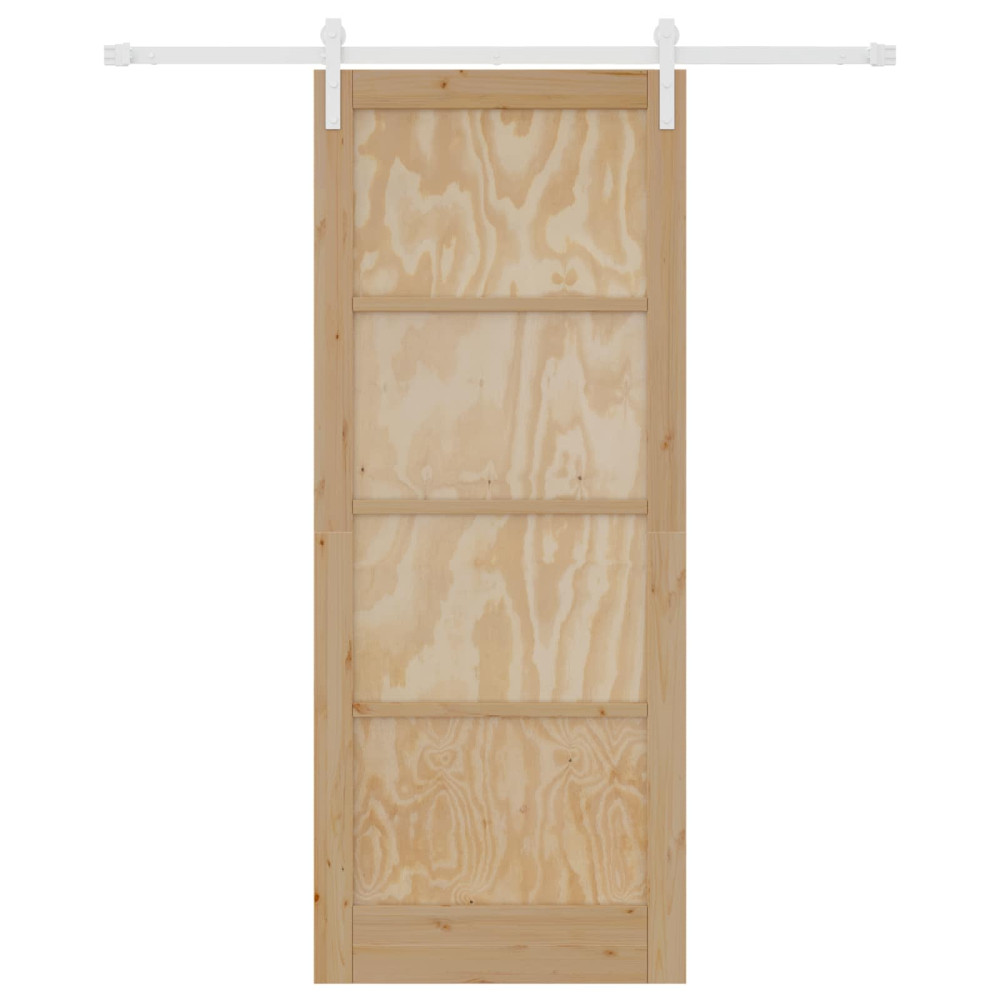 Produktbild för Skjutdörr Naturlig och vit 86 x 211 cm Massiv furu