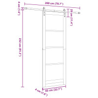 Produktbild för Skjutdörr Naturlig och vit 83 x 232 cm Massiv furu