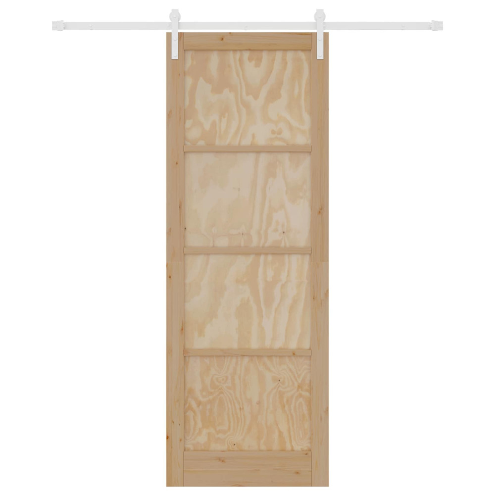 Produktbild för Skjutdörr Naturlig och vit 83 x 232 cm Massiv furu