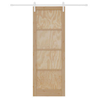 Produktbild för Skjutdörr Naturlig och vit 83 x 232 cm Massiv furu