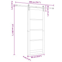 Produktbild för Skjutdörr Naturlig och vit 86 x 211 cm Massiv furu