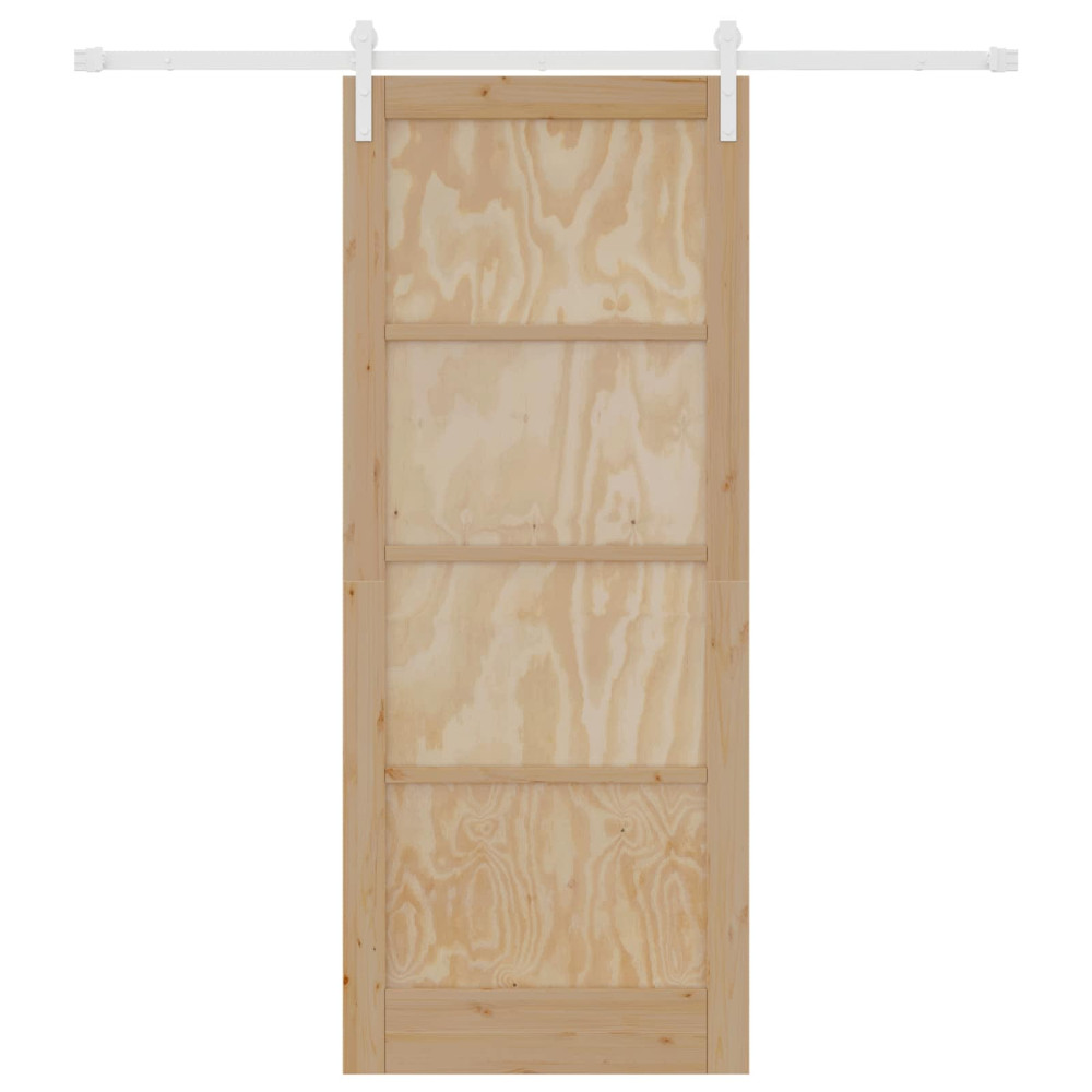 Produktbild för Skjutdörr Naturlig och vit 86 x 211 cm Massiv furu