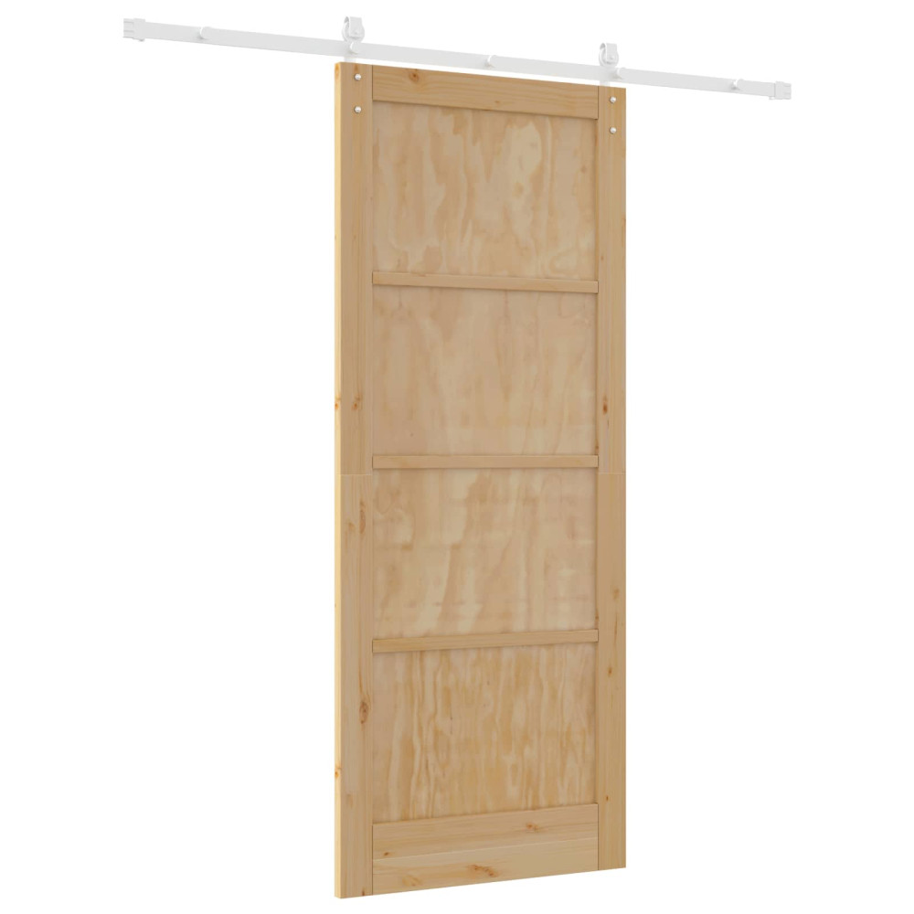 Produktbild för Skjutdörr Naturlig och vit 86 x 211 cm Massiv furu