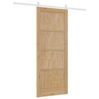 Produktbild för Skjutdörr Naturlig och vit 86 x 211 cm Massiv furu