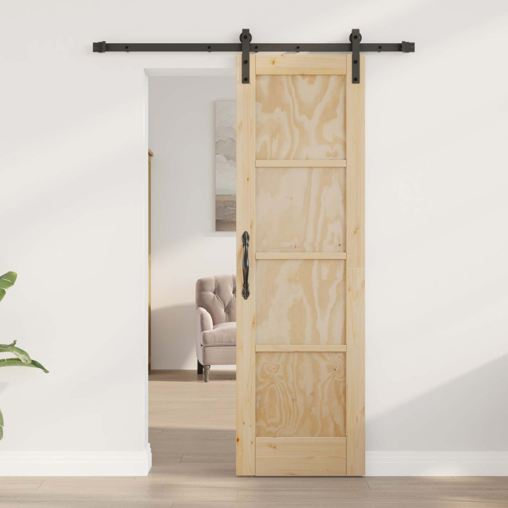 Produktbild för Skjutdörr Naturlig 61 x 198,5 cm Massiv furu