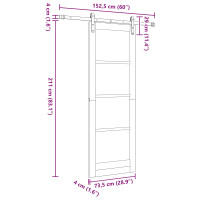 Produktbild för Skjutdörr Naturlig 73,5 x 211 cm Massiv furu