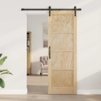 Produktbild för Skjutdörr Naturlig 73,5 x 211 cm Massiv furu