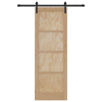 Produktbild för Skjutdörr Naturlig 73,5 x 211 cm Massiv furu
