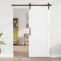 Produktbild för Skjutdörr Vit 83 x 202 cm Massiv furu