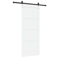 Produktbild för Skjutdörr Vit 83 x 202 cm Massiv furu