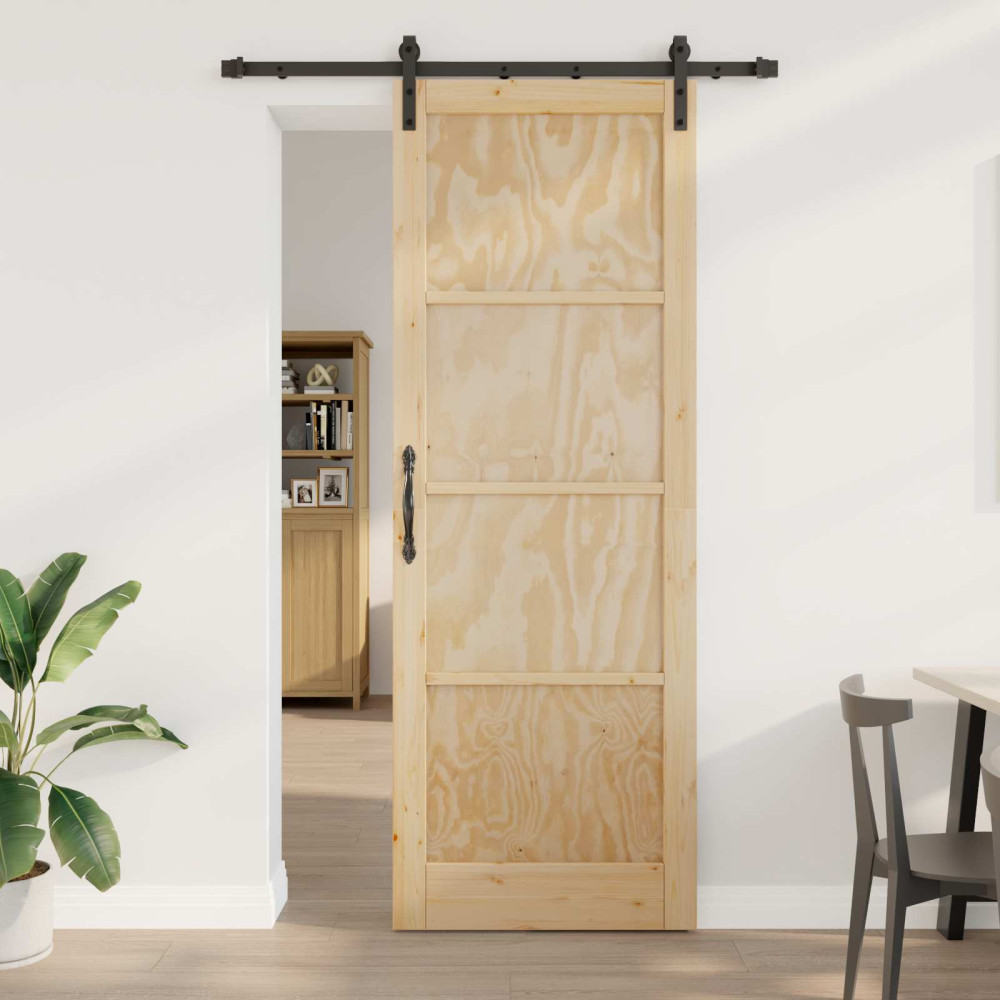 Produktbild för Skjutdörr Naturlig 83 x 232 cm Massiv furu