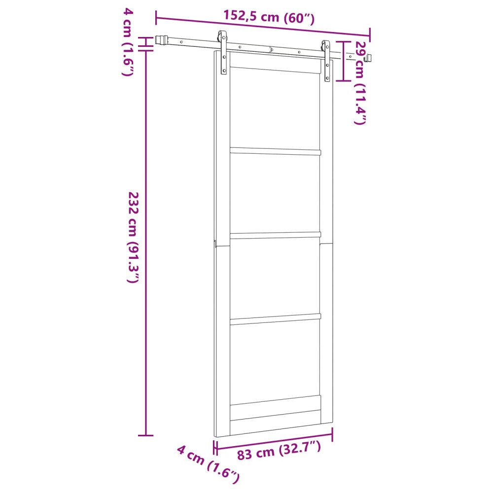 Produktbild för Skjutdörr Naturlig 83 x 232 cm Massiv furu
