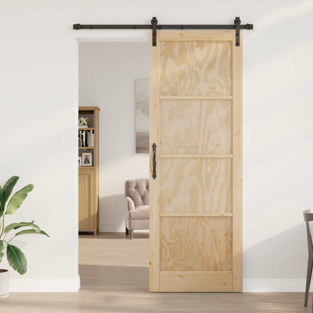 Produktbild för Skjutdörr Naturlig 83 x 232 cm Massiv furu